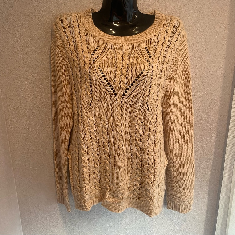 Beige Cable Knit Sweater